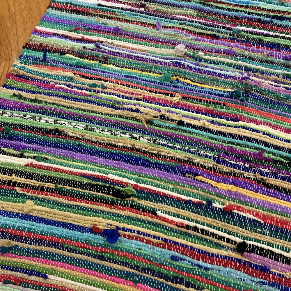 Vintage Rag Rug Handwoven Boho Farmhouse Cottage Chic Accent 58